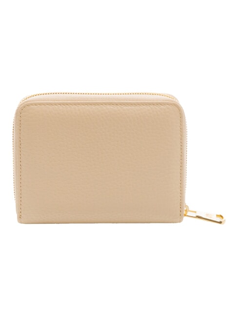 BASIC Cartera peque&ntilde;a de cuero con cremallera beige - Carteras Mujer