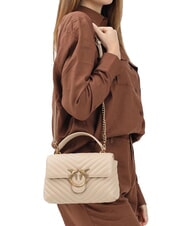 PINKO LOVE LADY PUFF Mini bolso de mano, con bandolera beige-gris ahumado-oro antiguo - Bolsos Mujer - 5