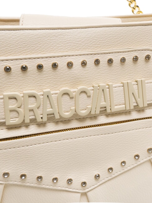 GISELLE Bolso de hombro con logo metálico beige - Bolsos Mujer