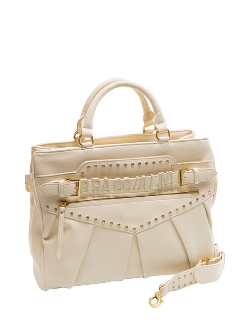 GISELLE Bolso de mano con logotipo de metal beige - Bolsos Mujer