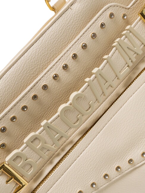 GISELLE Bolso de mano con logotipo de metal beige - Bolsos Mujer