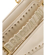 BRACCIALINI GISELLE Bolso de mano con logotipo de metal beige - Bolsos Mujer - 3