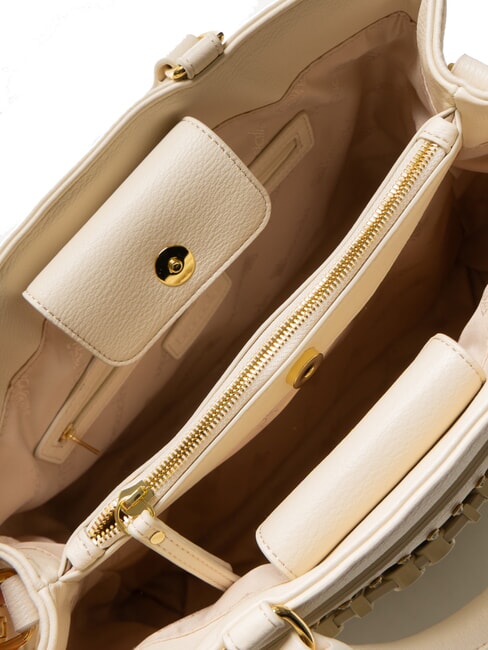 GISELLE Bolso de mano con logotipo de metal beige - Bolsos Mujer