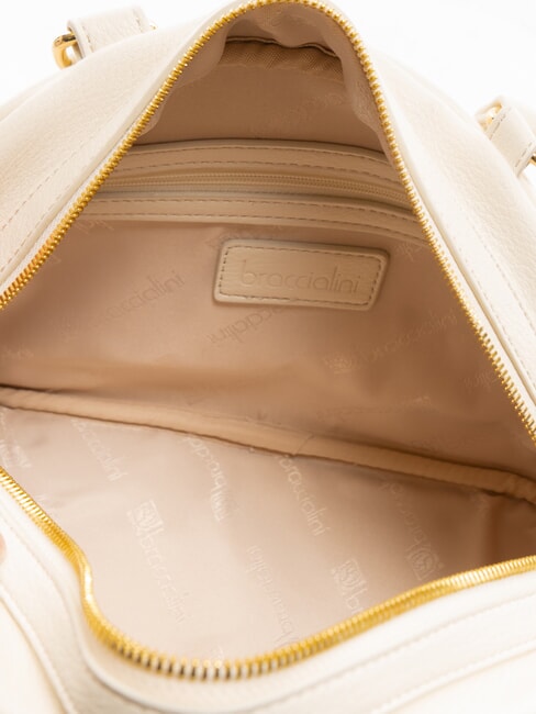 GISELLE Bolso baúl con logotipo metálico beige - Bolsos Mujer