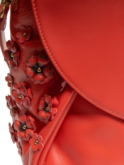 SOFIA Bolso de piel con pequeñas flores rojo - Bolsos Mujer