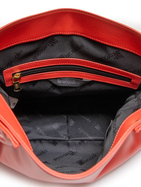 SOFIA Bolso de piel con pequeñas flores rojo - Bolsos Mujer