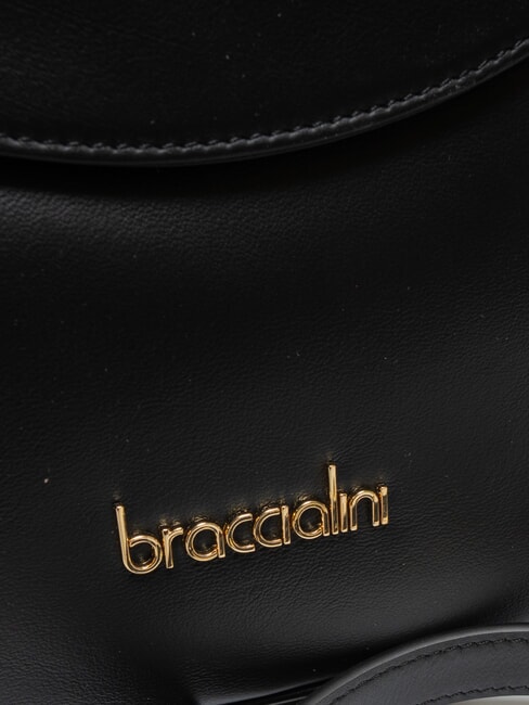 SOFIA Bolso de piel con pequeñas flores negro - Bolsos Mujer