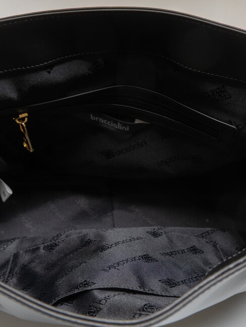 SOFIA Bolso de piel con pequeñas flores negro - Bolsos Mujer