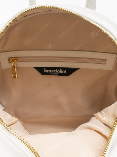 NAOMI Mochila redonda de cuero blanco - Bolsos Mujer