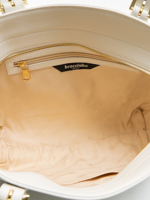 HELLEN Bolsa de compras de cuero blanco - Bolsos Mujer