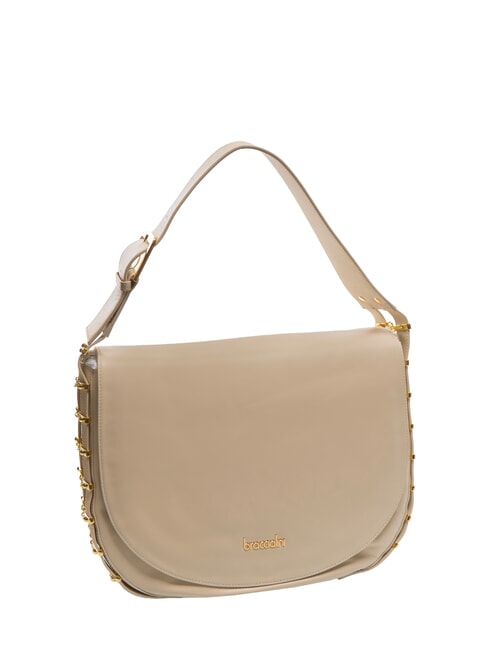 NORA Bolso de hombro de piel beige - Bolsos Mujer