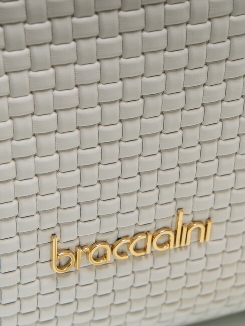 NAOMI Bolso baúl de cuero trenzado blanco - Bolsos Mujer