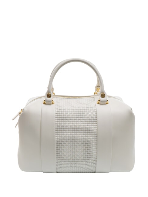 NAOMI Bolso baúl de cuero trenzado blanco - Bolsos Mujer