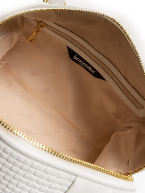 NAOMI Bolso baúl de cuero trenzado blanco - Bolsos Mujer