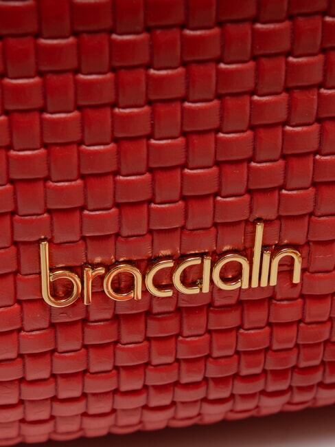 NAOMI Bolso ba&uacute;l de cuero trenzado rojo - Bolsos Mujer