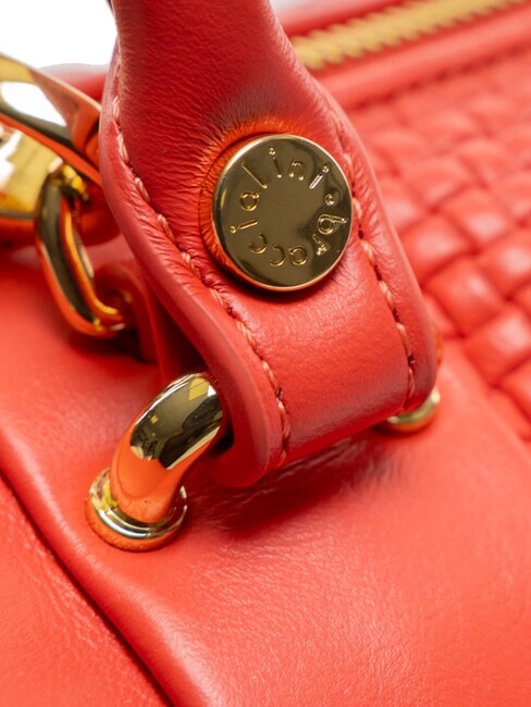 NAOMI Bolso ba&uacute;l de cuero trenzado rojo - Bolsos Mujer