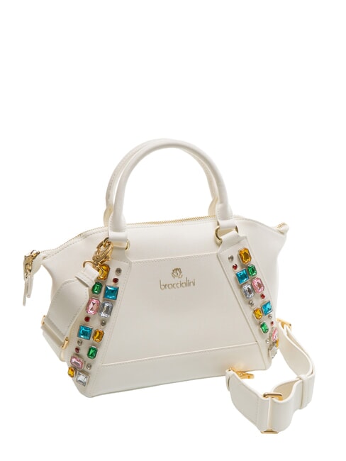STONES Bolso ba&uacute;l con piedras de colores blanco - Bolsos Mujer