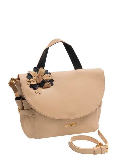 SOFIA Bolso de piel con flor beige - Bolsos Mujer