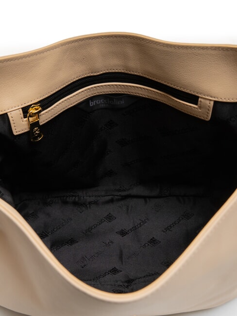 SOFIA Bolso de piel con flor beige - Bolsos Mujer