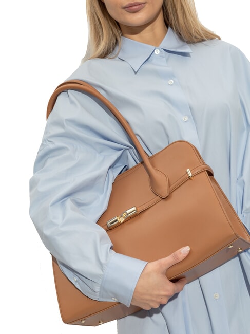 GOCCIA Bolso de hombro de piel brandy - Bolsos Mujer