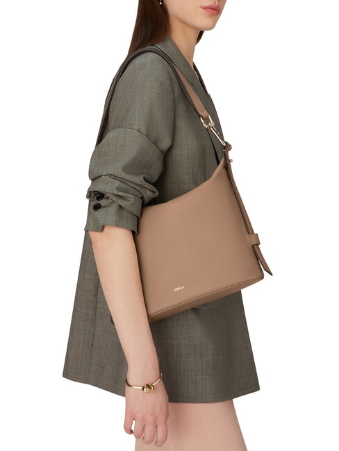 NUVOLA M Bolso de piel de doble portabilidad gris - Bolsos Mujer