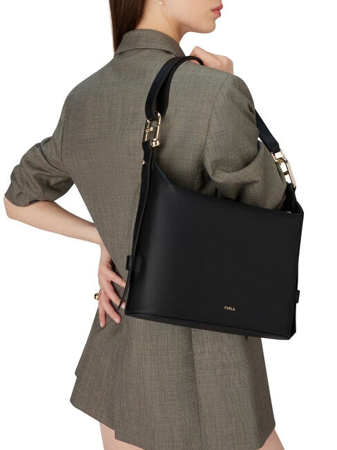 NUVOLA M Bolso de piel de doble portabilidad negro - Bolsos Mujer