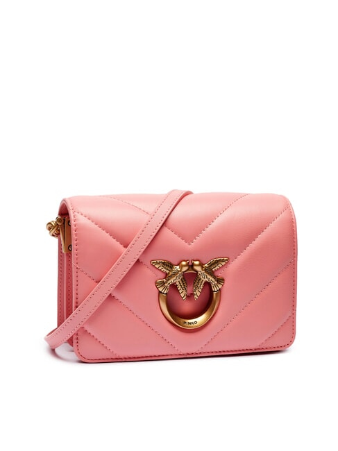 LOVE CLICK Bolso mini de piel acolchado flor de durazno-oro antiguo - Bolsos Mujer