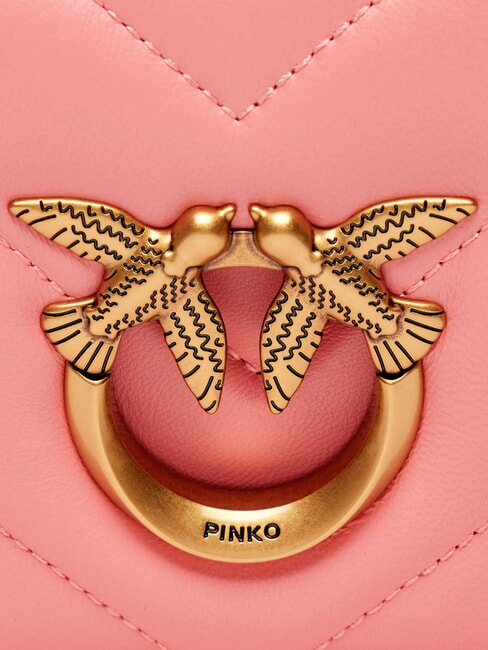 LOVE CLICK Bolso mini de piel acolchado flor de durazno-oro antiguo - Bolsos Mujer