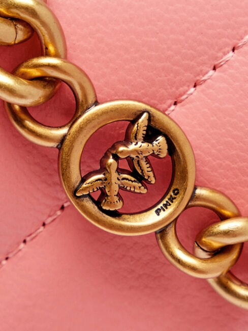 LOVE CLICK Bolso mini de piel acolchado flor de durazno-oro antiguo - Bolsos Mujer