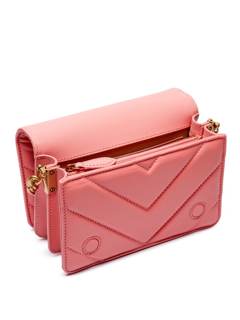 LOVE CLICK Bolso mini de piel acolchado flor de durazno-oro antiguo - Bolsos Mujer