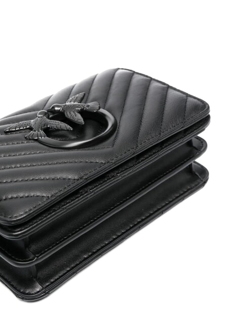 LOVE CLICK CHEVRON Bolso bandolera mini de piel color del bloque de limusina negra - Bolsos Mujer