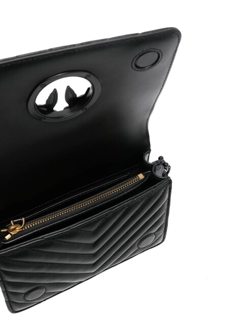 LOVE CLICK CHEVRON Bolso bandolera mini de piel color del bloque de limusina negra - Bolsos Mujer