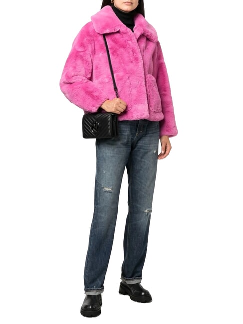 LOVE CLICK CHEVRON Bolso bandolera mini de piel color del bloque de limusina negra - Bolsos Mujer