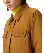 PINKO CANNONE Chaqueta de abrigo con cuello de terciopelo bronce - Chaquetas de mujer - 4