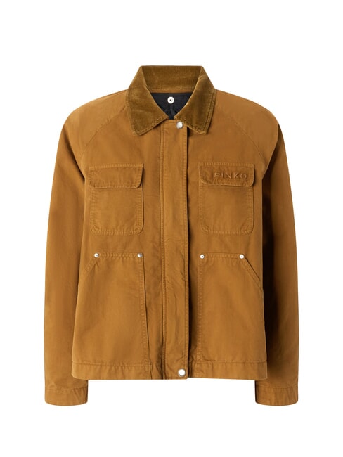 CANNONE Chaqueta de abrigo con cuello de terciopelo bronce - Chaquetas de mujer