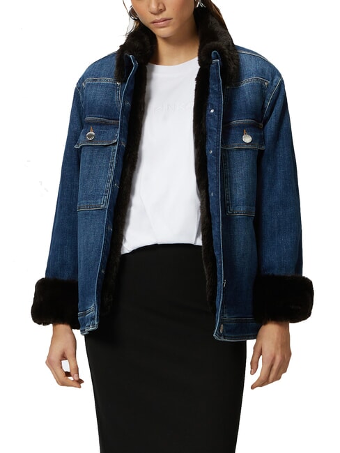 POP Chaqueta vaquera con apliques lavado vintage medio oscuro - Chaquetas de mujer