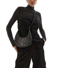PINKO BRIOCHE Mini bolso con estrellas y pedrería Limusina negra metalizada - Bolsos Mujer - 5