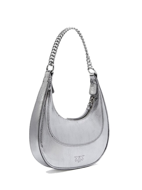 BRIOCHE Bolso de hombro de piel metalizada níquel-plata brillante - Bolsos Mujer