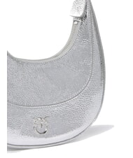 PINKO BRIOCHE Bolso de hombro de piel metalizada níquel-plata brillante - Bolsos Mujer - 3