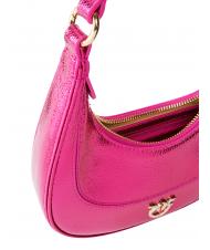 PINKO BRIOCHE Bolso de hombro de piel metalizada fucsia-dorado metalizado - Bolsos Mujer - 3