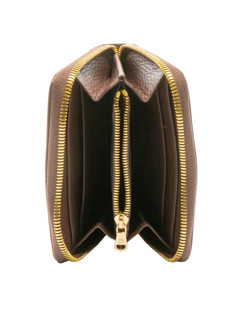 BASIC Cartera pequeña de cuero con cremallera marrón oscuro - Carteras Mujer