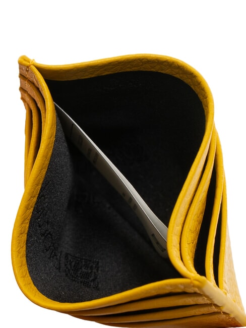 BASIC Tarjetero de piel con logo met&aacute;lico amarillo - Carteras Mujer