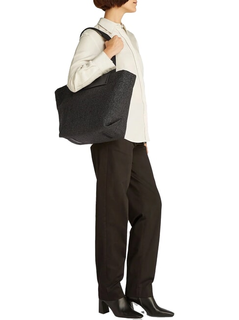 CK RAFFIA Bolso de hombro negro - Bolsos Mujer