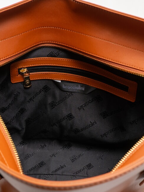 NORA Bolso de compras de piel con hebillas marrón - Bolsos Mujer