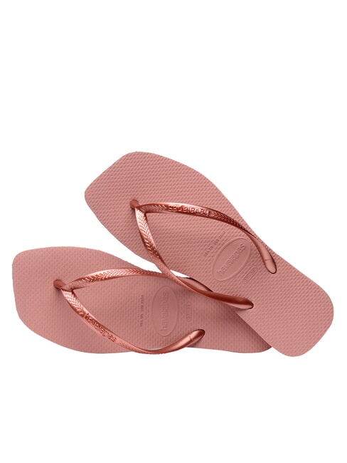 SLIM SQUARE Chanclas de punta cuadrada CROCO / ROSA - Zapatos Mujer