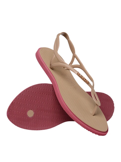LUNA POINT Sandalia tipo chancla rosa / oro - Zapatos Mujer