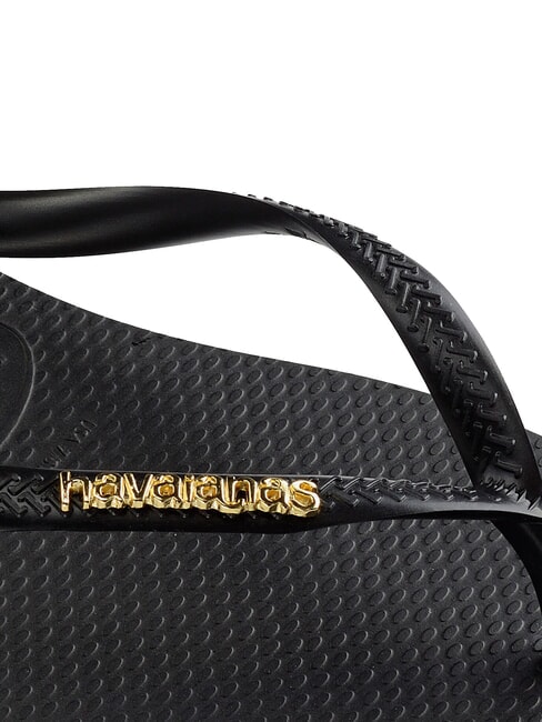 SLIM LOGO Chancletas oro negro - Zapatos Mujer