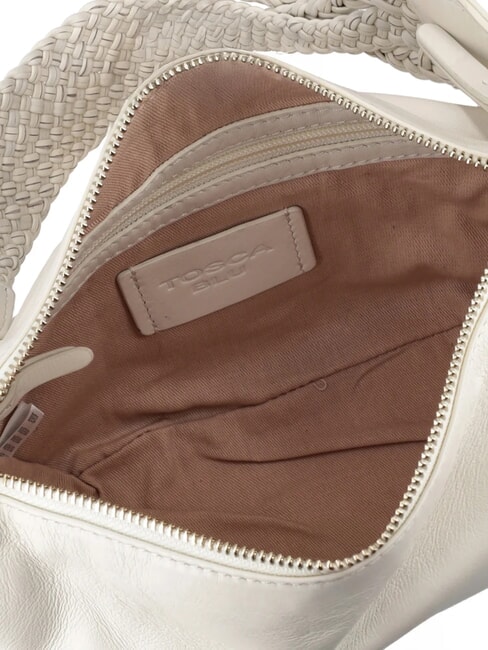 BEATRICE Bolso de piel con asa trenzada blanco marfil - Bolsos Mujer