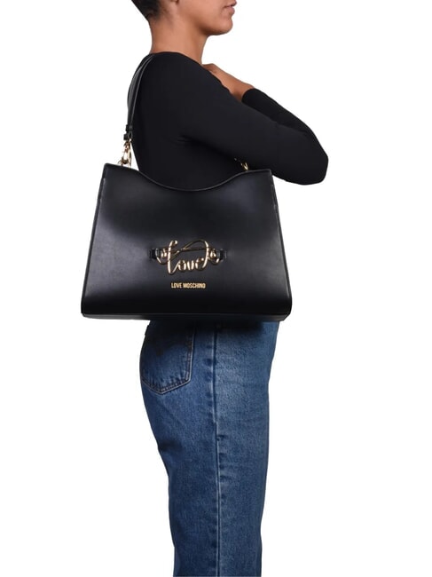 CURSIVE L Bolso de hombro negro - Bolsos Mujer