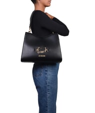LOVE MOSCHINO CURSIVE L Bolso de hombro negro - Bolsos Mujer - 4
